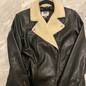 Old Navy leather sherpa coat
